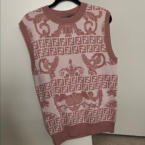 Fendi Versace (Fendace collab) Two-Tone Pink FF Jacquard Sleeveless Knit Vest